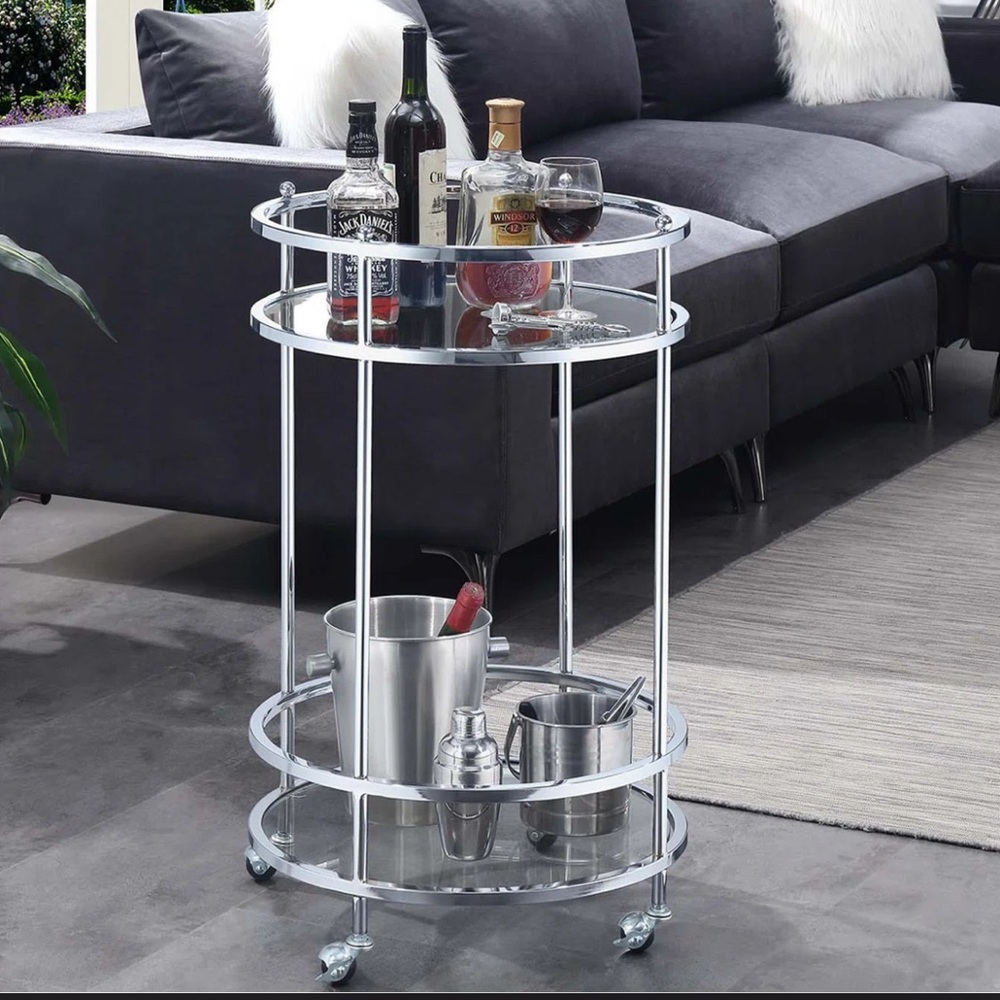 Silver Round Bar Cart